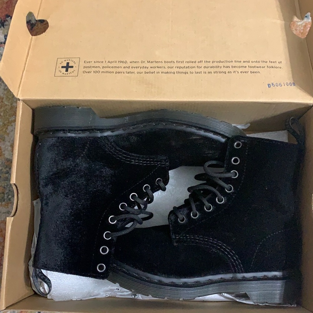 Dr. Martens Black Velvet Combat Boots